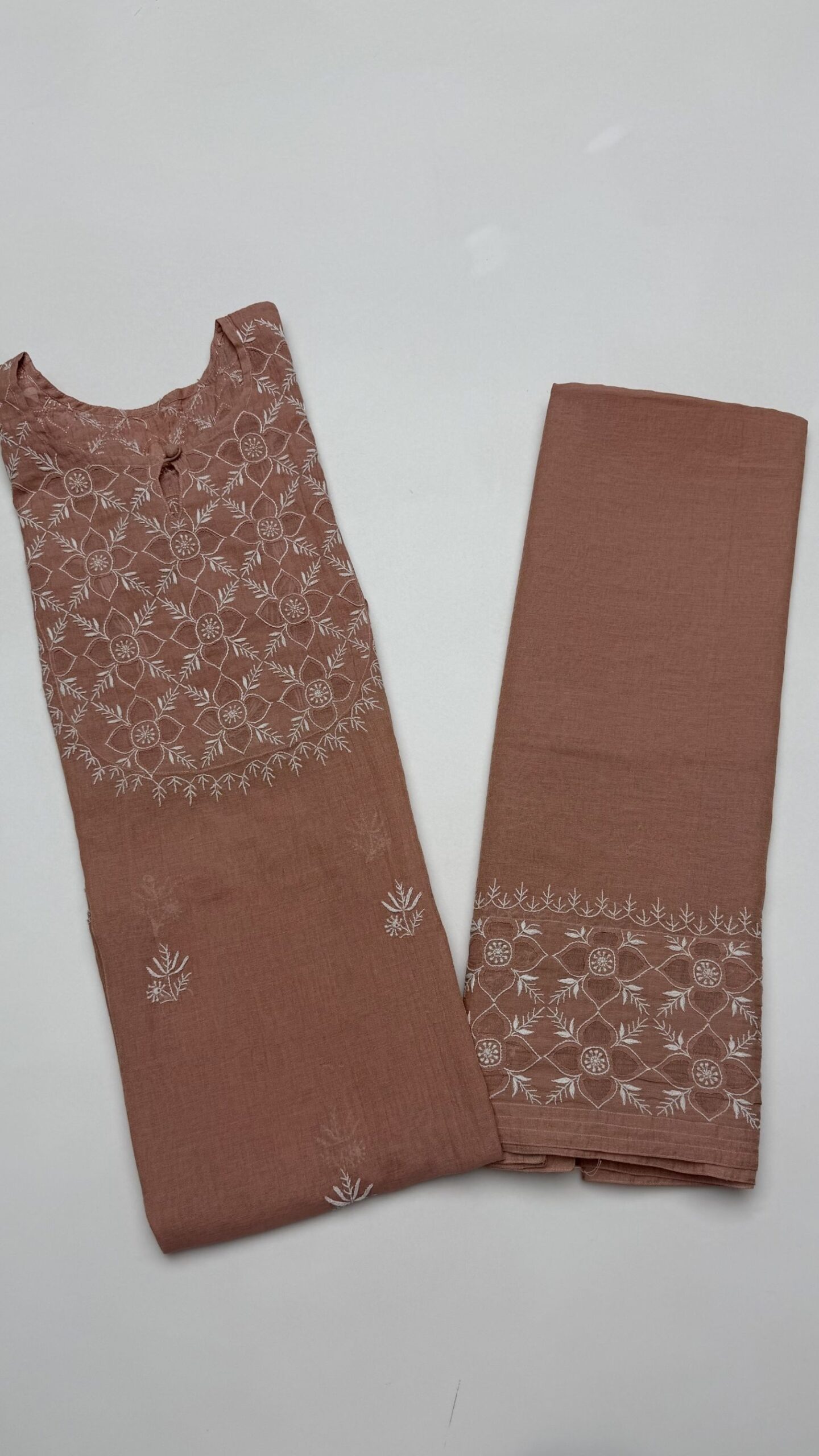 45 DUSTY ROSE PURE & PREMIUM TISSUE CHIKANKARI CO-ORD SET - Image 1