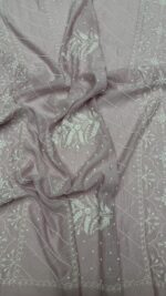 LAVENDER CHANDERI MUL CHIKANKARI ANARKALI & DUPATTA SET - Image 2