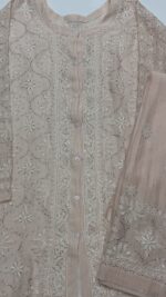 SOFT PINK CHANDERI MUL CHIKANKARI & MUKAISH CO-ORD SET - Image 4