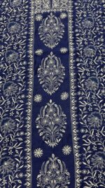 ROYAL BLUE PURE & PREMIUM MONGA SILK CHIKANKARI KURTA & DUPATTA SET - Image 5