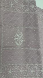 LAVENDER CHANDERI MUL CHIKANKARI ANARKALI & DUPATTA SET - Image 8