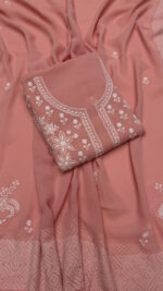 CORAL PURE & PREMIUM GEORGETTE CHIKANKARI KURTA & DUPATTA SET