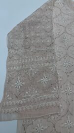SOFT PINK CHANDERI MUL CHIKANKARI & MUKAISH CO-ORD SET - Image 3