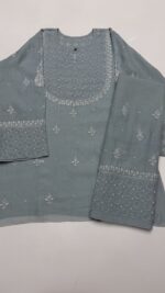ICY BLUE PURE & PREMIUM TISSUE CHIKANKARI CO-ORD SET - Image 4
