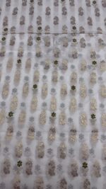 Dyeable Chanderi Silk Chikankari Mukaish Kurta Dupatta Fabric Set - Image 7