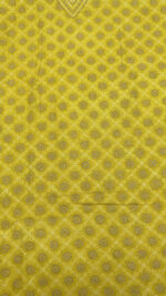 MUSTARD YELLOW PURE & PREMIUM MONGA SILK CHIKANKARI MEN'S KURTA FABRIC - Image 3