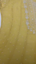 YELLOW CHANDERI MUL CHIKANKARI ANARKALI & DUPATTA SET - Image 4