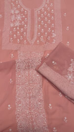 CORAL PURE & PREMIUM GEORGETTE CHIKANKARI KURTA & DUPATTA SET - Image 5