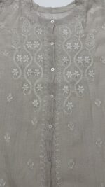DYEABLE PURE & PREMIUM SILVER TISSUE CHIKANKARI CO-ORD SET - Image 2