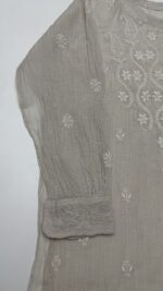 DYEABLE PURE & PREMIUM SILVER TISSUE CHIKANKARI CO-ORD SET - Image 3