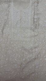 DYEABLE PURE & PREMIUM MONGA SILK CHIKANKARI KURTA & DUPATTA SET - Image 3