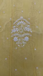 YELLOW CHANDERI MUL CHIKANKARI ANARKALI & DUPATTA SET - Image 8
