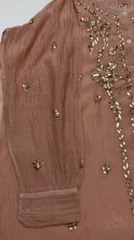RUST BROWN CHANDERI MUL MUKAISH CO-ORD SET - Image 3