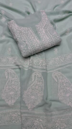 MINT GREEN PURE & PREMIUM GEORGETTE CHIKANKARI KURTA & DUPATTA SET
