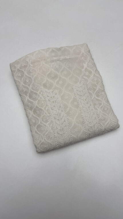 DYEABLE PURE & PREMIUM GEORGETTE CHIKANKARI MEN'S KURTA FABRIC