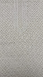 DYEABLE PURE & PREMIUM GEORGETTE CHIKANKARI & MUKAISH MEN'S KURTA FABRIC - Image 2