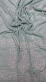 MINT GREEN PURE & PREMIUM GEORGETTE CHIKANKARI KURTA & DUPATTA SET - Image 2