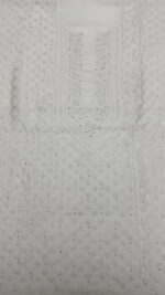 DYEABLE CHANDERI SILK CHIKANKARI & MUKAISH MEN'S KURTA FABRIC - Image 2