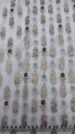 Dyeable Chanderi Silk Chikankari Mukaish Kurta Dupatta Fabric Set - Image 8