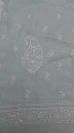 MINT GREEN PURE & PREMIUM GEORGETTE CHIKANKARI KURTA & DUPATTA SET - Image 6
