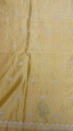 YELLOW CHANDERI SILK CHIKANKARI MEN'S KURTA FABRIC - Image 7