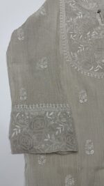 DYEABLE PURE & PREMIUM SILVER TISSUE CHIKANKARI CO-ORD SET - Image 3