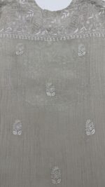 DYEABLE PURE & PREMIUM SILVER TISSUE CHIKANKARI CO-ORD SET - Image 5