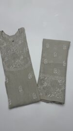 DYEABLE PURE & PREMIUM SILVER TISSUE CHIKANKARI CO-ORD SET