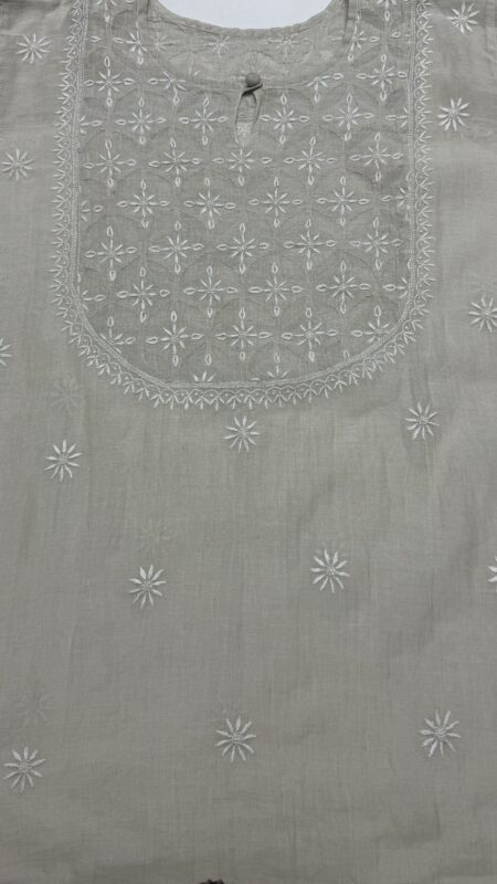 close pure & premium silver tissue chikankari co-ord set