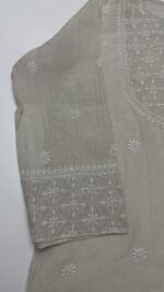 DYEABLE PURE & PREMIUM SILVER TISSUE CHIKANKARI CO-ORD SET - Image 3