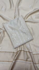DYEABLE PURE & PREMIUM MONGA SILK CHIKANKARI KURTA & DUPATTA SET