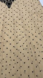 BEIGE & BLACK CHANDERI MUL CHIKANKARI ANARKALI & DUPATTA SET - Image 5
