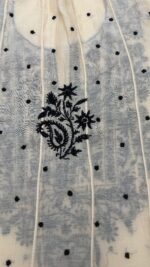 BEIGE & BLACK CHANDERI MUL CHIKANKARI ANARKALI & DUPATTA SET - Image 7