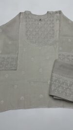 DYEABLE PURE & PREMIUM SILVER TISSUE CHIKANKARI CO-ORD SET - Image 4