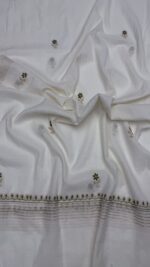 Dyeable Chanderi Silk Chikankari Mukaish Kurta Dupatta Fabric Set - Image 2