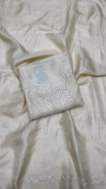 DYEABLE PURE & PREMIUM TUSSAR SILK CHIKANKARI KURTA & DUPATTA SET