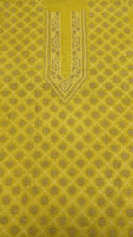 MUSTARD YELLOW PURE & PREMIUM MONGA SILK CHIKANKARI MEN'S KURTA FABRIC - Image 2