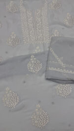 ICY BLUE PURE & PREMIUM GEORGETTE CHIKANKARI KURTA & DUPATTA SET - Image 5