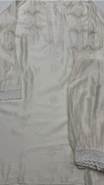 DYEABLE CHANDERI SILK CHIKANKARI & MUKAISH CO-ORD SET - Image 5