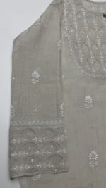DYEABLE PURE & PREMIUM SILVER TISSUE CHIKANKARI CO-ORD SET - Image 3