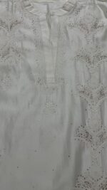 DYEABLE CHANDERI SILK CHIKANKARI & MUKAISH CO-ORD SET - Image 2