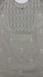 DYEABLE PURE & PREMIUM SILVER TISSUE CHIKANKARI CO-ORD SET - Image 2
