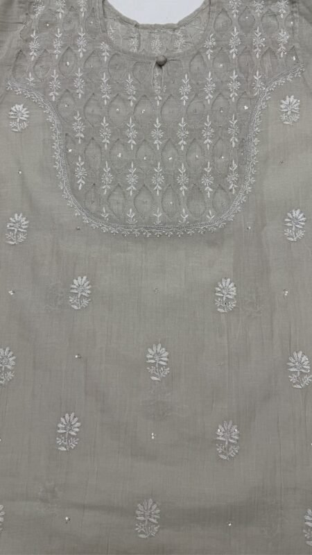 close pure & premium silver tissue chikankari co-ord set