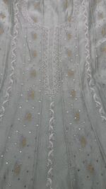 MINT GREEN OMBRE CHANDERI SILK CHIKANKARI A-LINE CO-ORD SET - Image 2