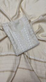 DYEABLE PURE & PREMIUM MONGA SILK CHIKANKARI KURTA & DUPATTA SET