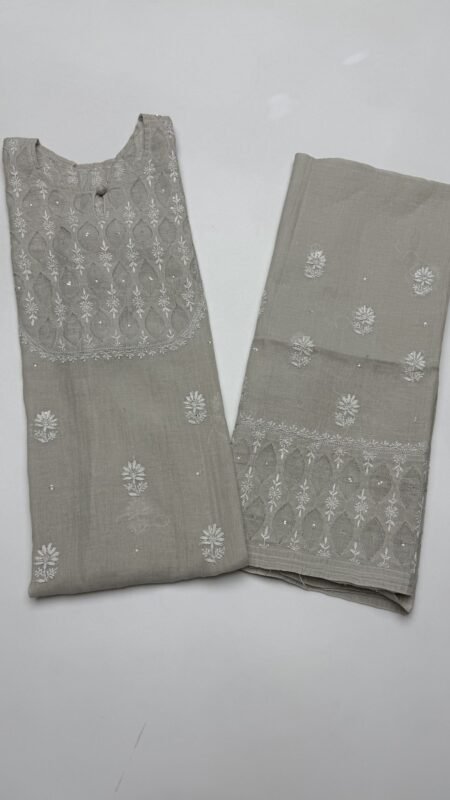 silver chikankari co ord set