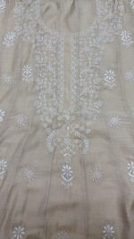 DYEABLE PURE & PREMIUM MONGA SILK CHIKANKARI ANARKALI & DUPATTA SET - Image 3