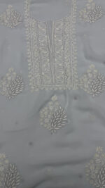 ICY BLUE PURE & PREMIUM GEORGETTE CHIKANKARI KURTA & DUPATTA SET - Image 3