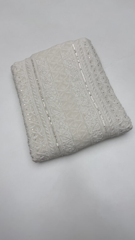 DYEABLE PURE & PREMIUM GEORGETTE CHIKANKARI MEN'S KURTA FABRIC