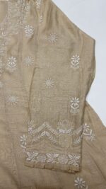 DYEABLE PURE & PREMIUM MONGA SILK CHIKANKARI ANARKALI & DUPATTA SET - Image 4